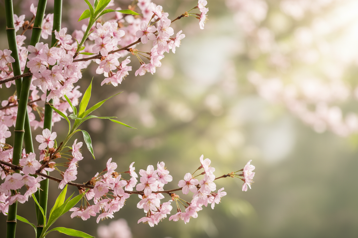 cheery blossom and bamboo. earthy and fresh scent